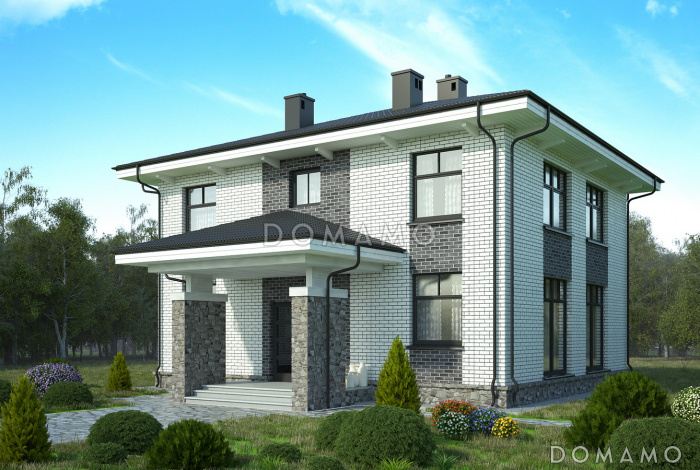 Проект двухэтажного дома с  небольшим кабинетом на втором этаже