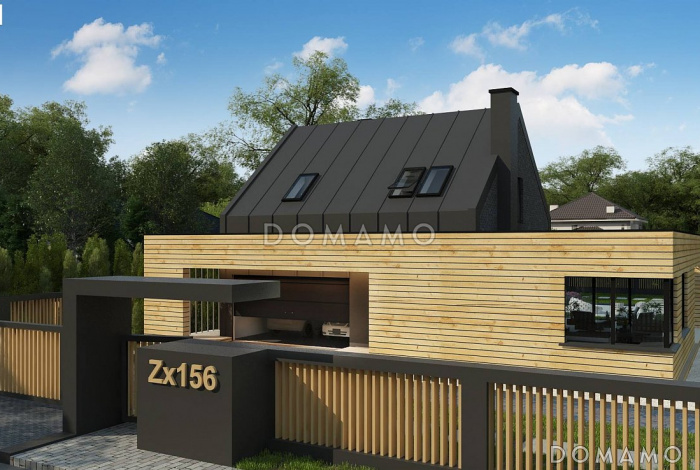 Проект современного двухэтажного дома из газобетона с комбинированной крышей