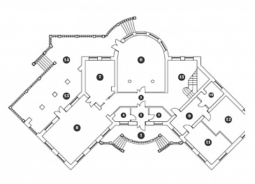 Проект дома в стиле барокко с зеленой крышей / План 1 этажа