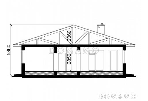 Проект одноэтажного дома из газобетона с тремя спальнями / Фасад 5