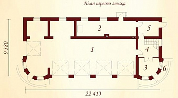 Проект гаража в классическом стиле для четырех автомобилей / План 1 этажа