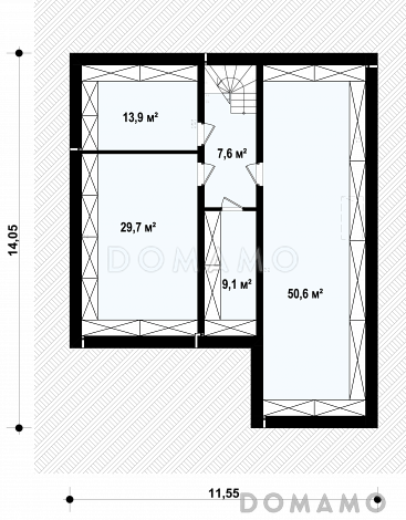 Проект двухэтажного дома из газобетона с 4 спальнями, подвалом и гаражом на 2 автомобиля / План цокольного этажа