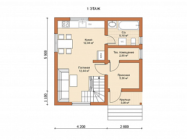 Двухэтажный дом «Гарди» / План 1 этажа