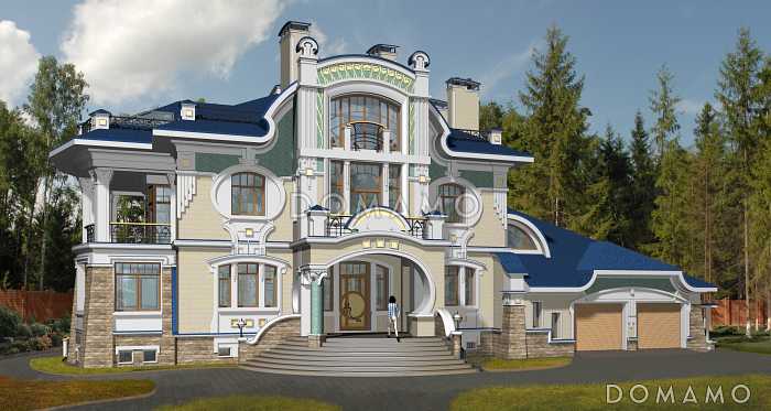 Проект роскошного особняка из кирпича с бассейном на первом этаже