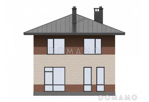 Проект загородного двухэтажного дома с кладовой, кухней-столовой, лоджией / Фасад 3