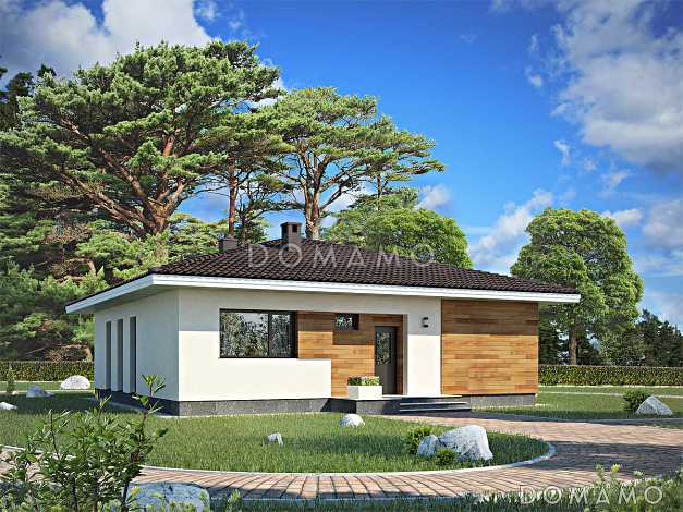 Проект одноэтажного дома из СИП панелей с тремя спальнями и крытой террасой