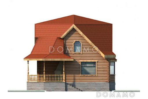 Проект коттеджа из бруса в русском стиле / Фасад 3