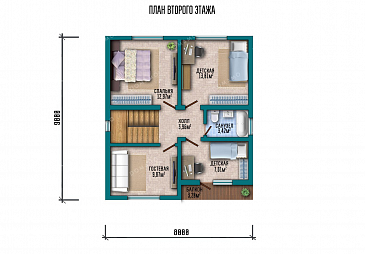 Проект одноэтажного дома с мансардой и балконом / План мансардного этажа