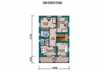 Проект дома для узкого участка с встроенным гаражом / План 2 этажа