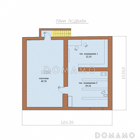 Проект дома с мансардным и цокольным этажами / План цокольного этажа