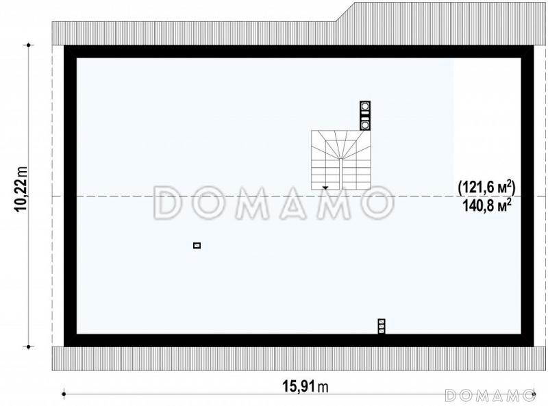 Проект классического одноэтажного дома из кирпича с тремя спальнями и возможностью обустройства мансарды / План мансардного этажа