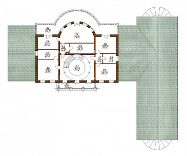 Проект загородного особняка из кирпича с полукруглым эркером / План 2 этажа