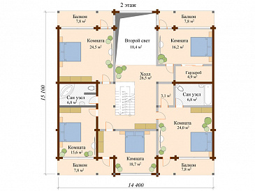 Проект дома с 5 комнатами на мансардном этаже / План мансардного этажа
