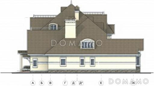 Проект солидного коттеджа с гаражом, сауной и тренажёрным залом / Фасад 3
