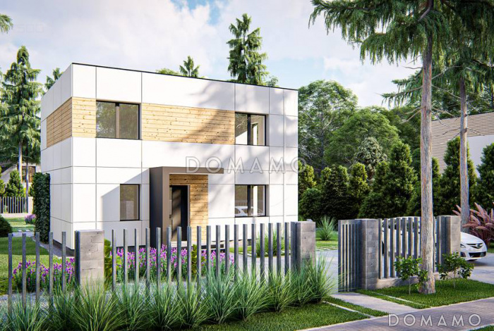 Проект двухэтажного дома с функциональной планировкой, террасой, комнатой на первом этаже, санузлом под лестницей