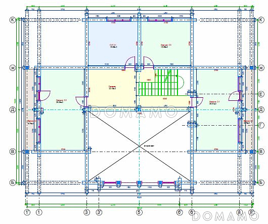 Проект дома из клееного бруса с эркером / План мансардного этажа