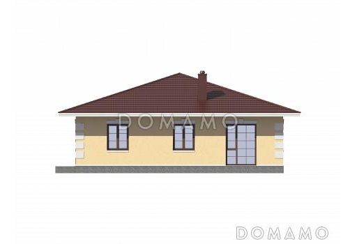 Проект одноэтажного дома из газобетона с тремя спальнями / Фасад 3