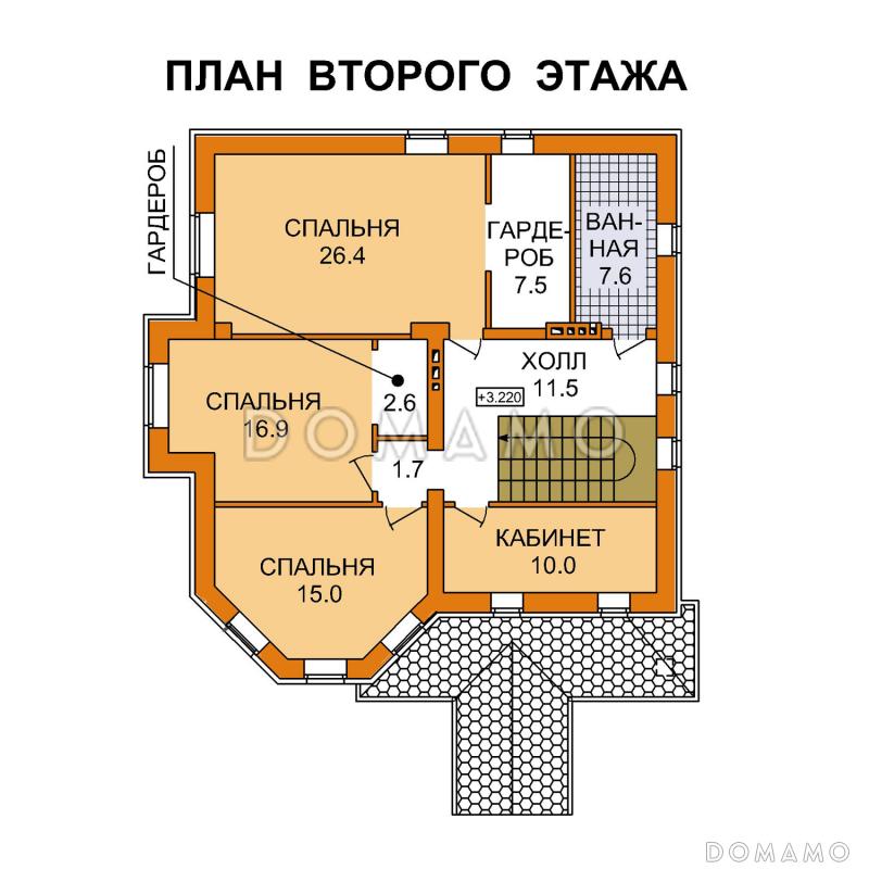 Проект рационально запланированного дома с цокольным этажом / План 2 этажа