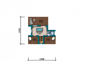 Проект современного особняка с бассейном, бильярдной и открытыми балконами на третьем этаже / План 3 этажа