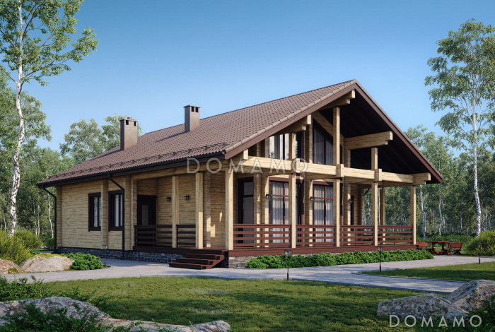 Проект деревянного дома с мансардой, вторым светом и сауной