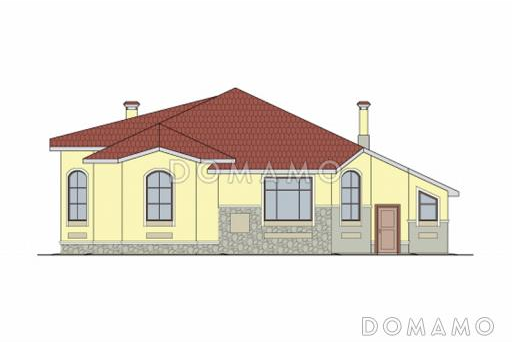 Проект одноэтажного дома из SIP панелей с гаражом чуть больше 200 кв. м / Фасад 2