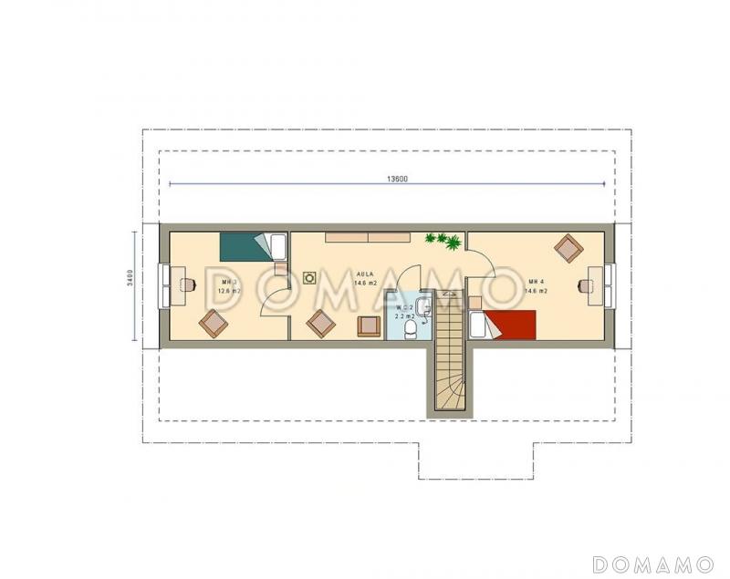 Проект каркасного экономичного дома / План мансардного этажа