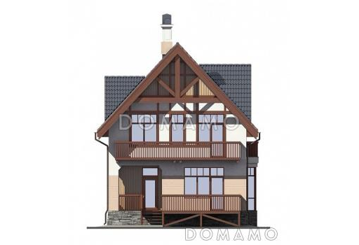 Проект двухэтажного дома с тремя спальными комнатами, кабинетом и небольшим балконом / Фасад 1