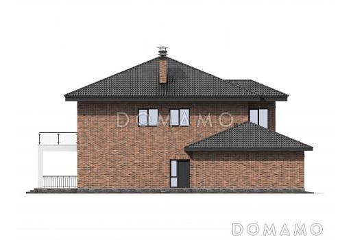 Проект кирпичного двухэтажного особняка с двойным гаражом / Фасад 3