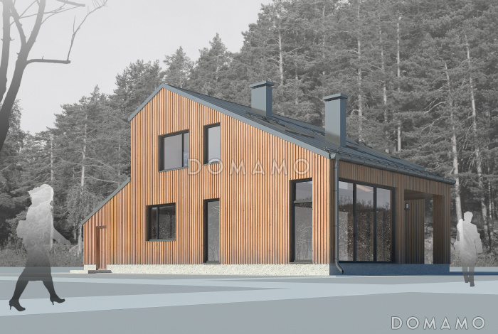 Проект дома из пеноблоков с террасой и гаражом