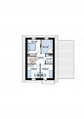 Проект двухэтажного дома из кирпича с кабинетом и гаражом справа / План 2 этажа