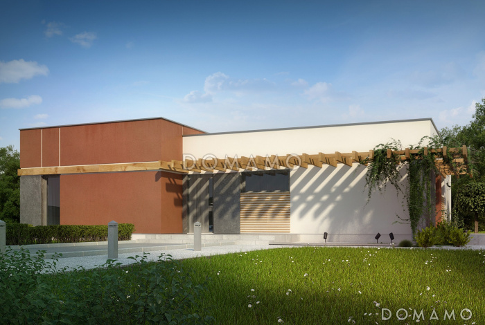 Проект просторного современного одноэтажного дома из кирпича с четырьмя спальнями