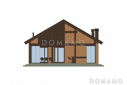 Проект каркасной беседки с крытой террасой барбекю, кухней и бильярдной / Фасад 1