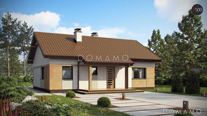 Проект компактного одноэтажного дома из газобетона с двумя спальнями, техническим помещением и изолированной кухней