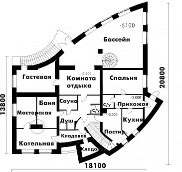 Элегантный дом в современном стиле / План цокольного этажа