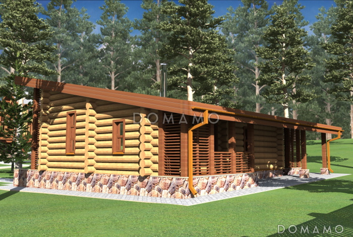 Проект деревянной бани с односкатной крышей