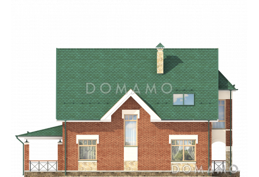 Проект дома из газобетона с прямоугольной гостиной / Фасад 2