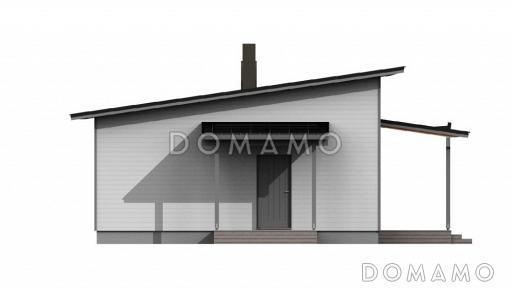 Проект каркасного дома с односкатной крышей, навесом для машины / Фасад 2