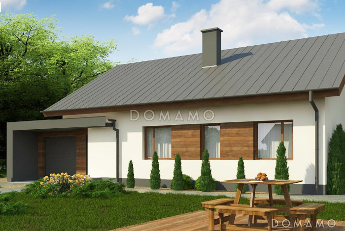 Проект одноэтажного дома из газобетона с гаражом и отделённой спальной зоной