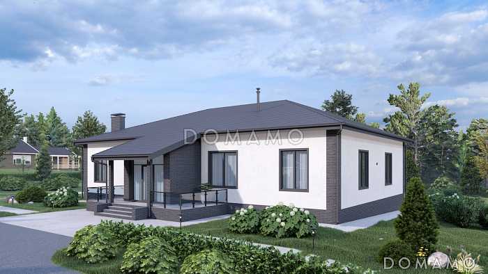 Проект П-образного дома с мансардой, мастер-спальней, кабинетом и вторым светом