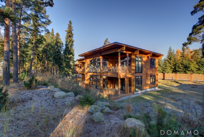 Проект двухэтажного дома из клееного бруса с кабинетом на первом этаже