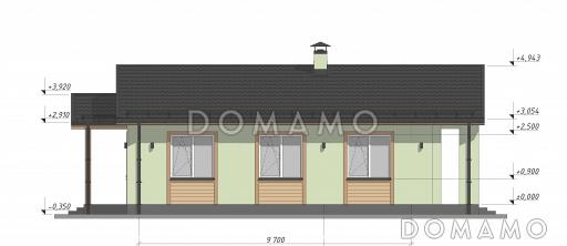 Проект небольшого одноэтажного дома для узких участков S-70 / Фасад 2