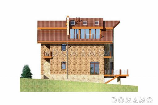 Проект дома из кирпича для неровных участков / Фасад 4