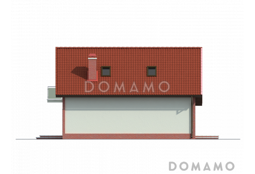 Проект одноэтажного мансардного дома из газобетона с эркером и большой площадью остекления в гостиной / Фасад 3