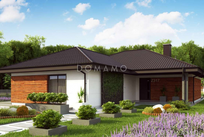 Проект комфортного одноэтажного дома из кирпича с тремя спальнями