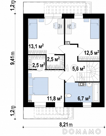 Проект компактного двухэтажного дома из газобетона современного дизайна / План 2 этажа
