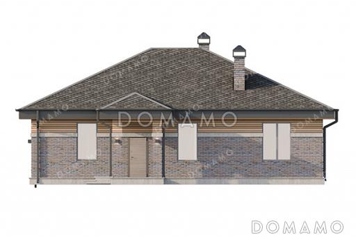 Проект одноэтажного дома с мастер-спальней, просторной кухней-гостиной, сауной и постирочной / Фасад 3