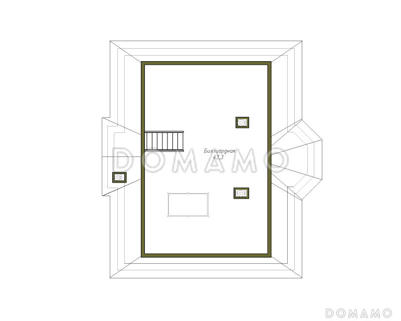 Проект двухэтажного кирпичного коттеджа с мансардой / План мансардного этажа