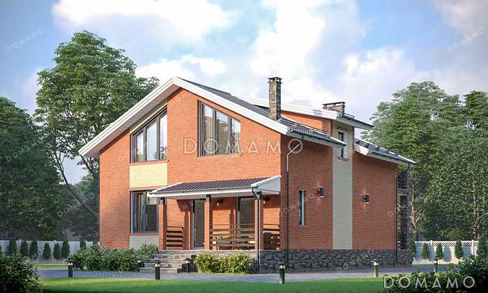 Проект дома с панорамными окнами, вторым светом и четырьмя спальнями