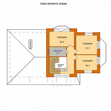 Проект дома с цокольным этажом и большой кухней-столовой / План 2 этажа
