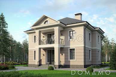 Проект дома с большой гостиной, санузлом, гостевой, хозяйской спальней с балконом